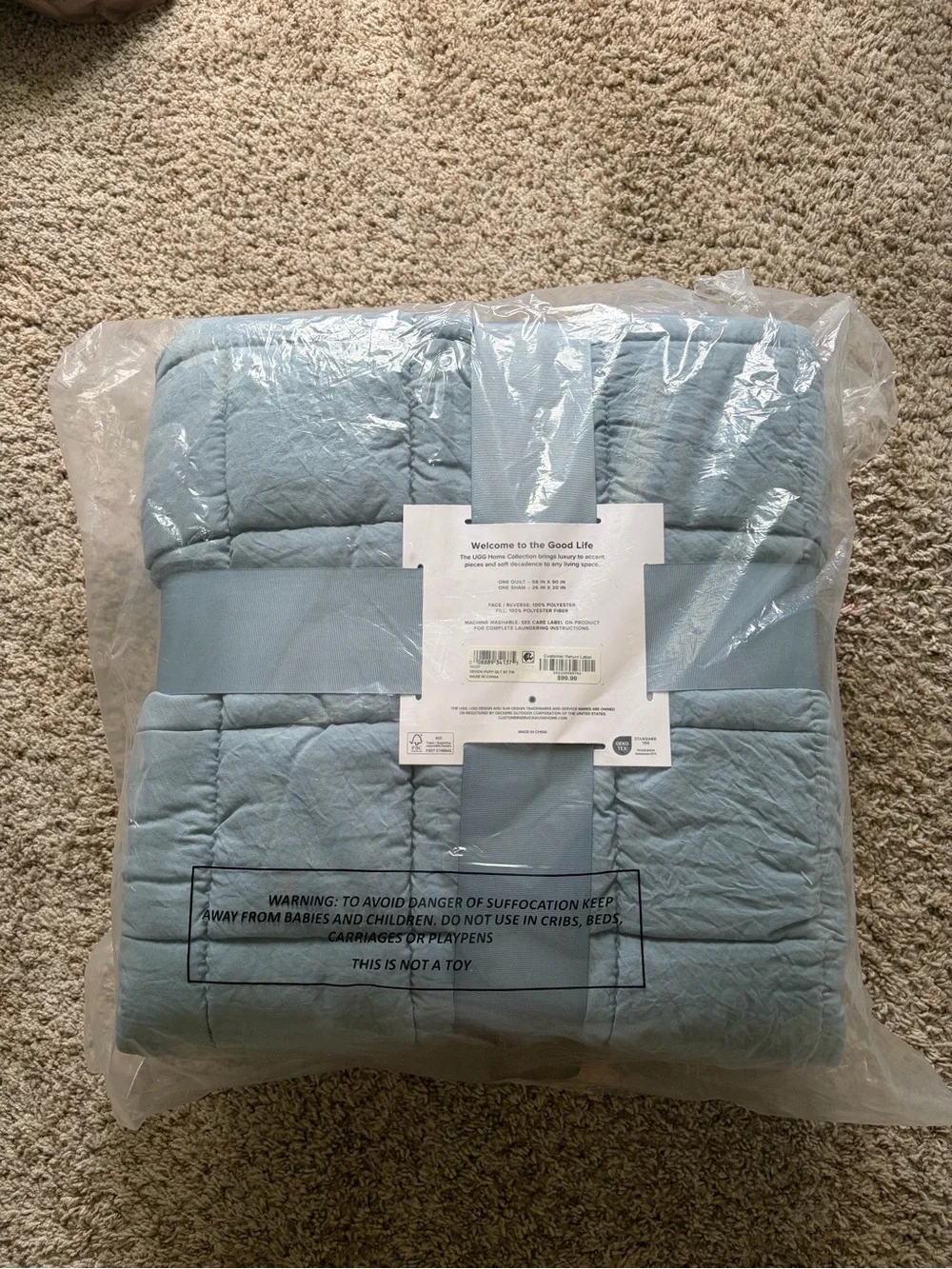 UGG Devon Puff Quilt Set in Sky Blue